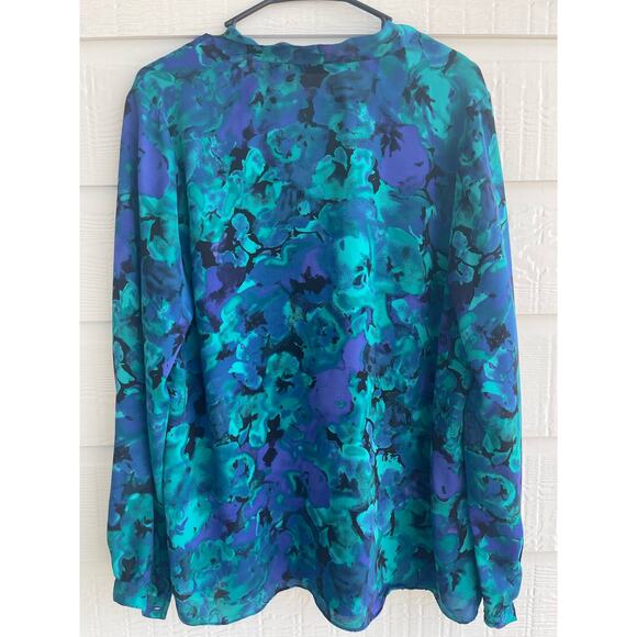 Isaac Mizrahi Live floral blouse L/S size Large - Picture 2 of 7